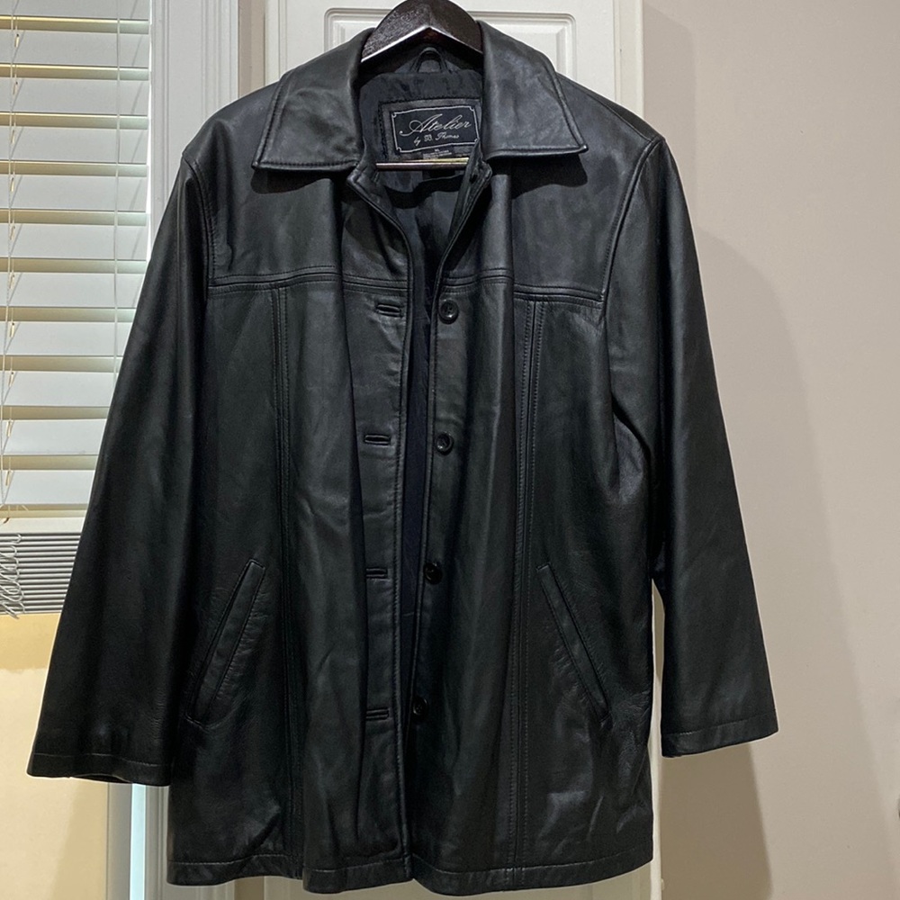 Women’s Black Leather Coat Size XL